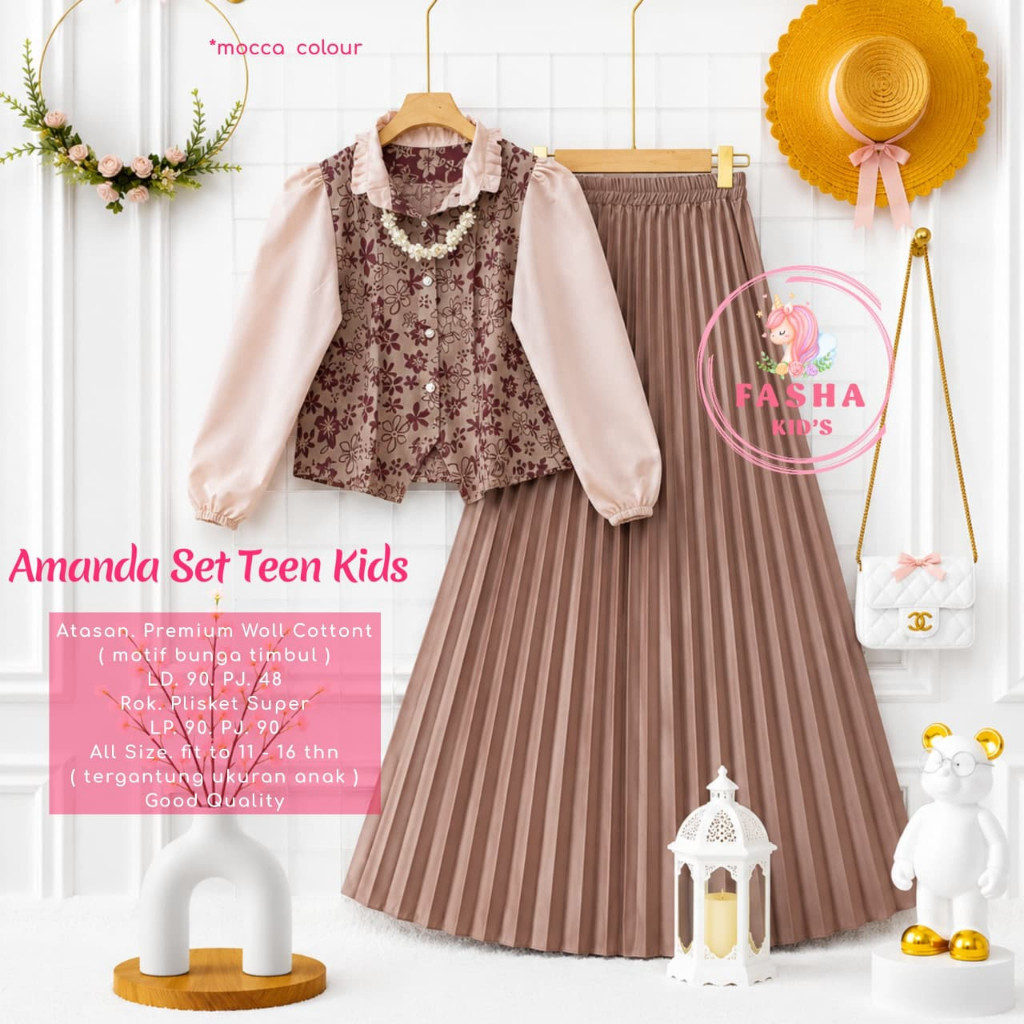 0309 AMANDA SET TEEN KIDS by fASHA KIDS DAILY WEAR ORIGINAL BRAND SOLO FASHION HIJAB STORE