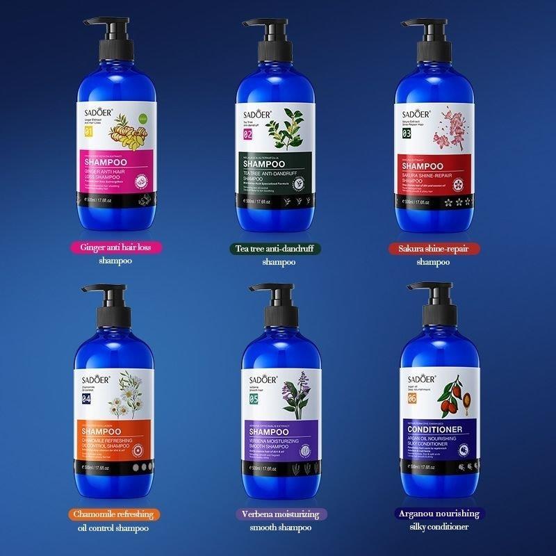 Ginger Argan Oil Shampoo 500ml ความจุขนาดใหญ่ SADOER แชมพูหลายเอฟเฟกต์