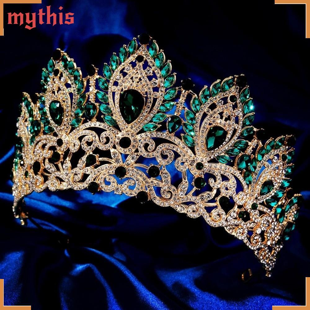 MYTHIS Princess Wedding Tiara, Headwear Elegant Queen Crown, Trend Big Diadem Luxury Princess Crown 