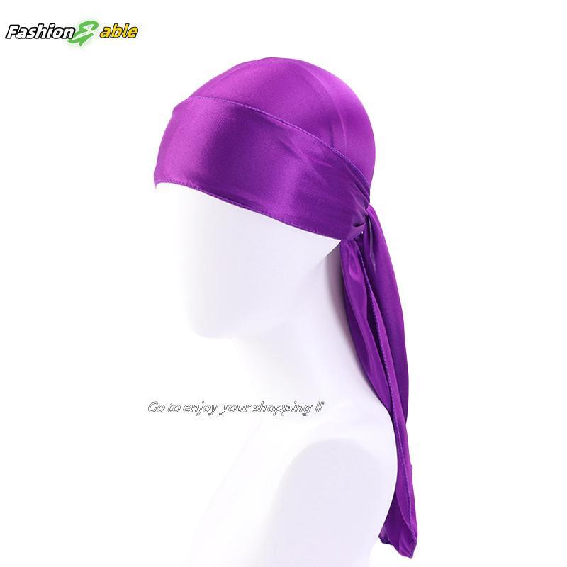 แฟชั่น.shop03 ยาวหาง Unisex ผู้ใหญ่ซาติน Doo Rag Durag s หมวกโจรสลัดหมวก Turban ผู้ชาย Hip Hop Biker