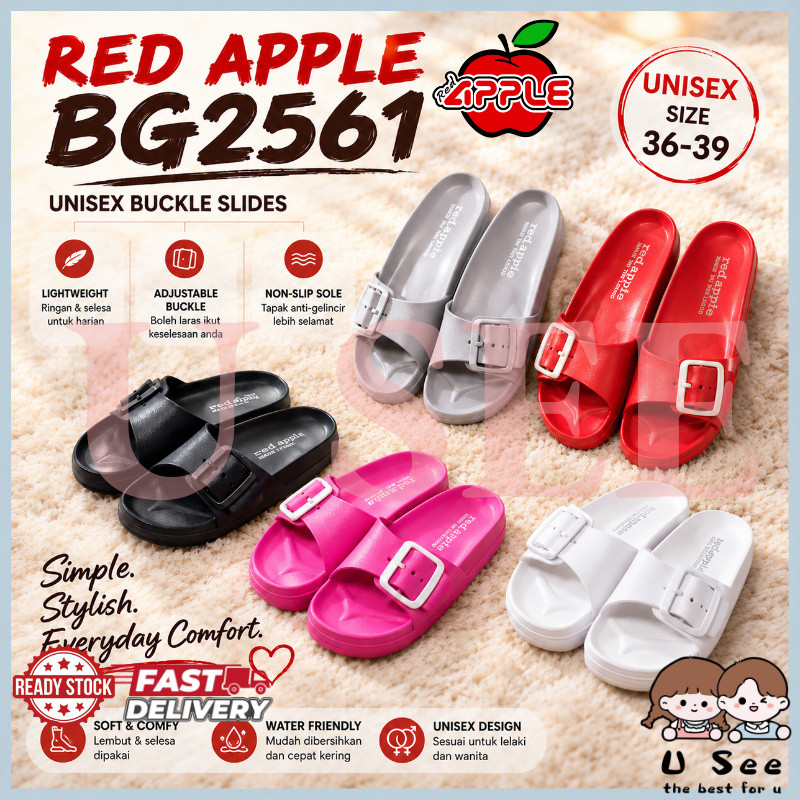 Red Apple BG2561 รองเท้าแตะ Unisex Selipar Lelaki Perempuan Kasual Buckle Slides ผู้ชายและผู้หญิง休闲鞋