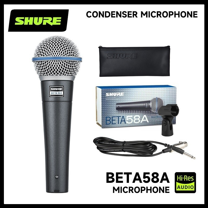 Shure BETA58A Supercardioid Dynamic Microphone, Vocal & Percussion Mic พร้อมสาย 3 เมตร