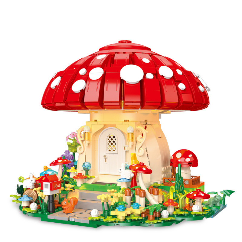 JIESTAR JJ9185 1296PCS Street View Serie Dreamy เห็ด House Building Block รุ่นการวิเคราะห์การศึกษาขอ