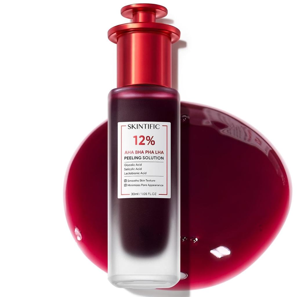 SKINTIFIC 12% AHA BHA PHA LHA Peeling Solution พร้อมกรดไกลโคลิก IZCL
