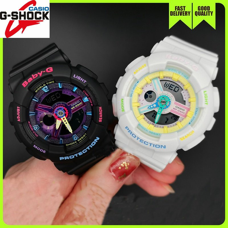 QIXIAO G*/*shock Baby-G BA110 สีดําสาวนาฬิกาข้อมือผู้หญิงกีฬานาฬิกาแฟชั่นเรซิ่นสายนาฬิกา F168