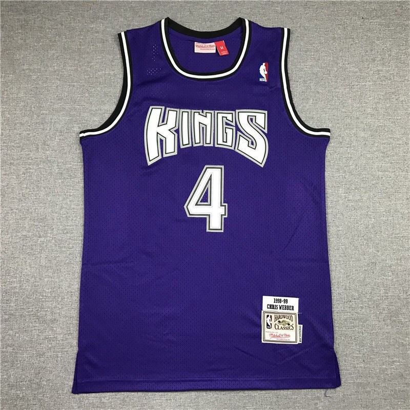 IDAWN7 Mitchell&Ness NBA Kings Mens Jersey Kings Williams Webber Swingman ปัก Retro Jersey กีฬาฟิตเน