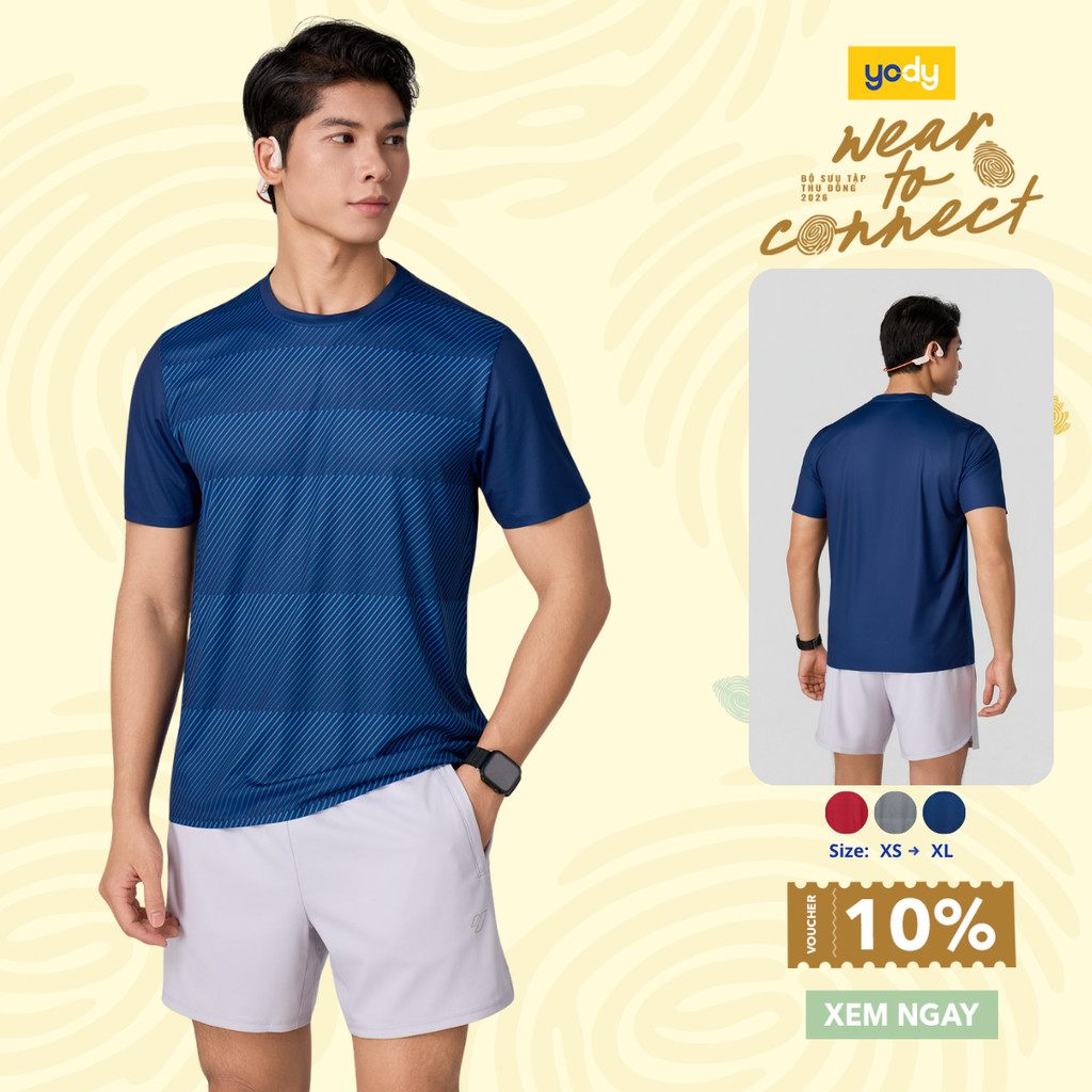 Yomy Mens Regular Form Sports T-Shirt เสื้อยืดพิมพ์ลาย Bear Pressed Pattern ดูดซับเหงื่อและยืด MATS2