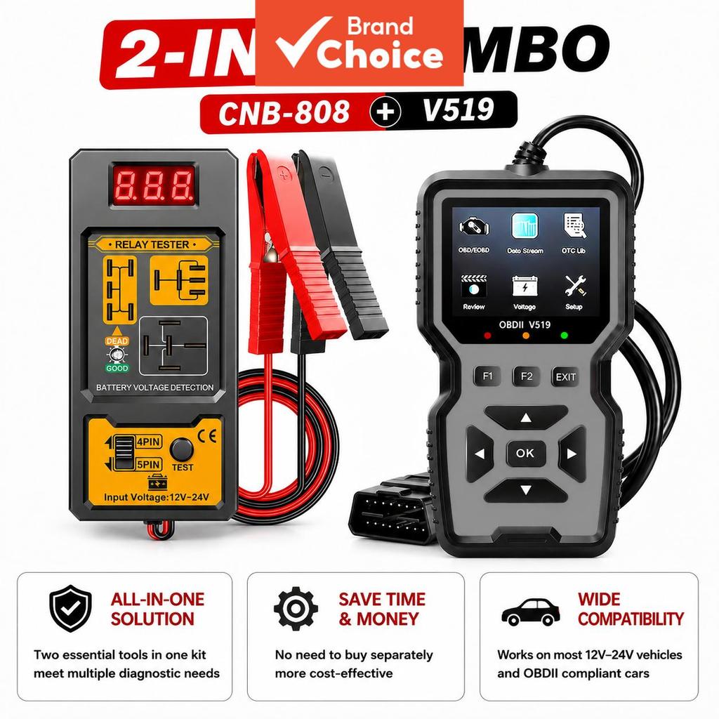 El50448 Tpms Reset & V519 Obd2 Scanner Combo เครื่องอ่านรหัสวินิจฉัยรถยนต์เครื่องมือแรงดันลมยาง
