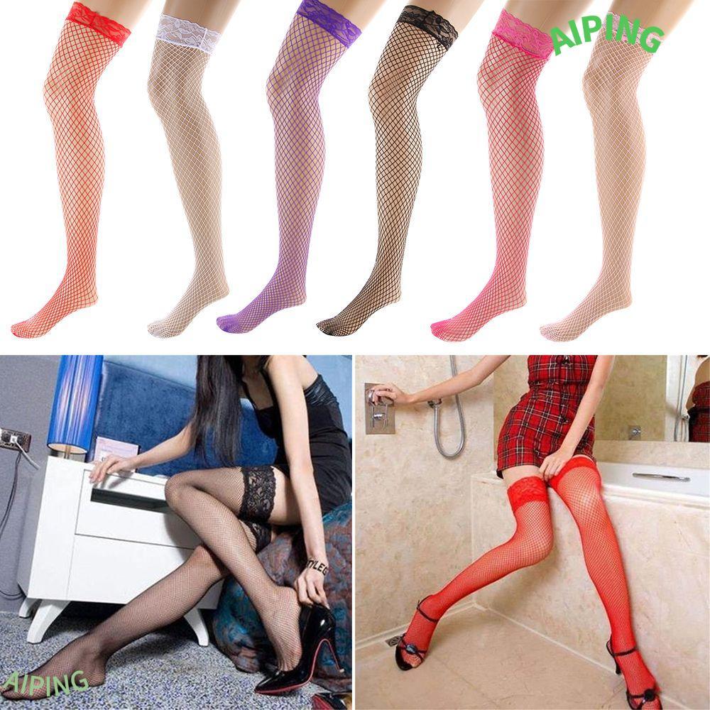 NG1ZX Fishnet Stocking Jacquard Pantyhose Plus Size ต้นขา Sheer Hollow Out Mesh
