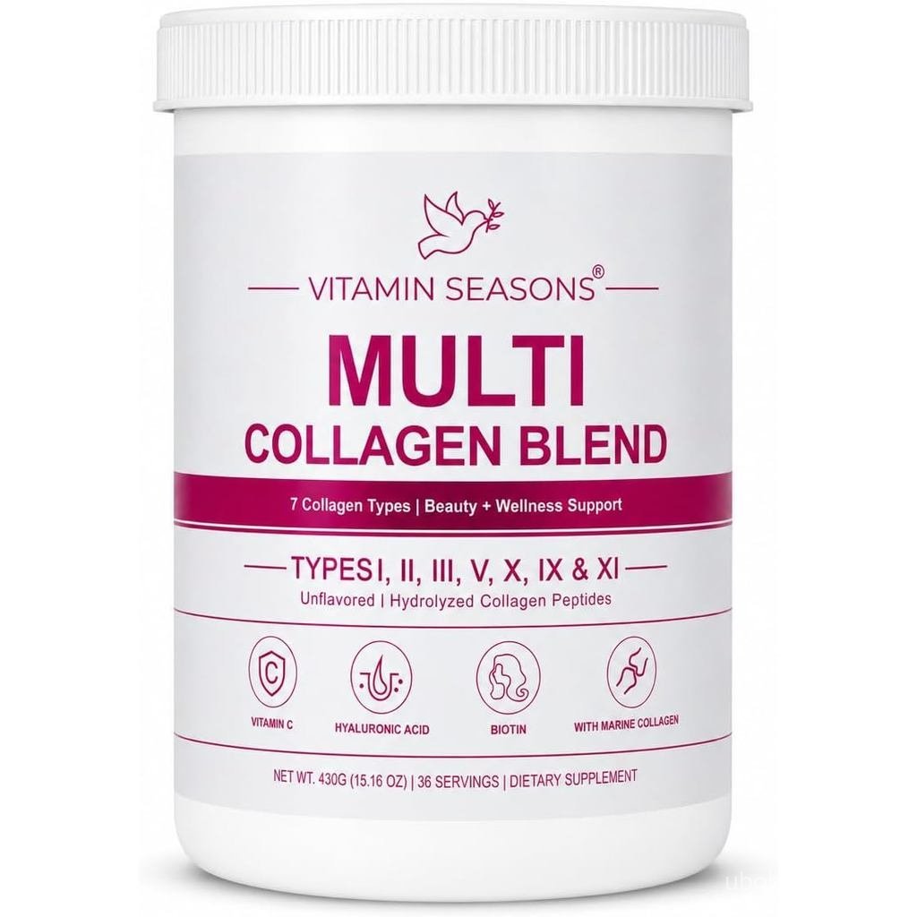 Multi Collagen Blend Powder 7 ชนิดคอลลาเจน Hydrolyzed Collagen Peptides with Hyaluronic Acid C & Bio