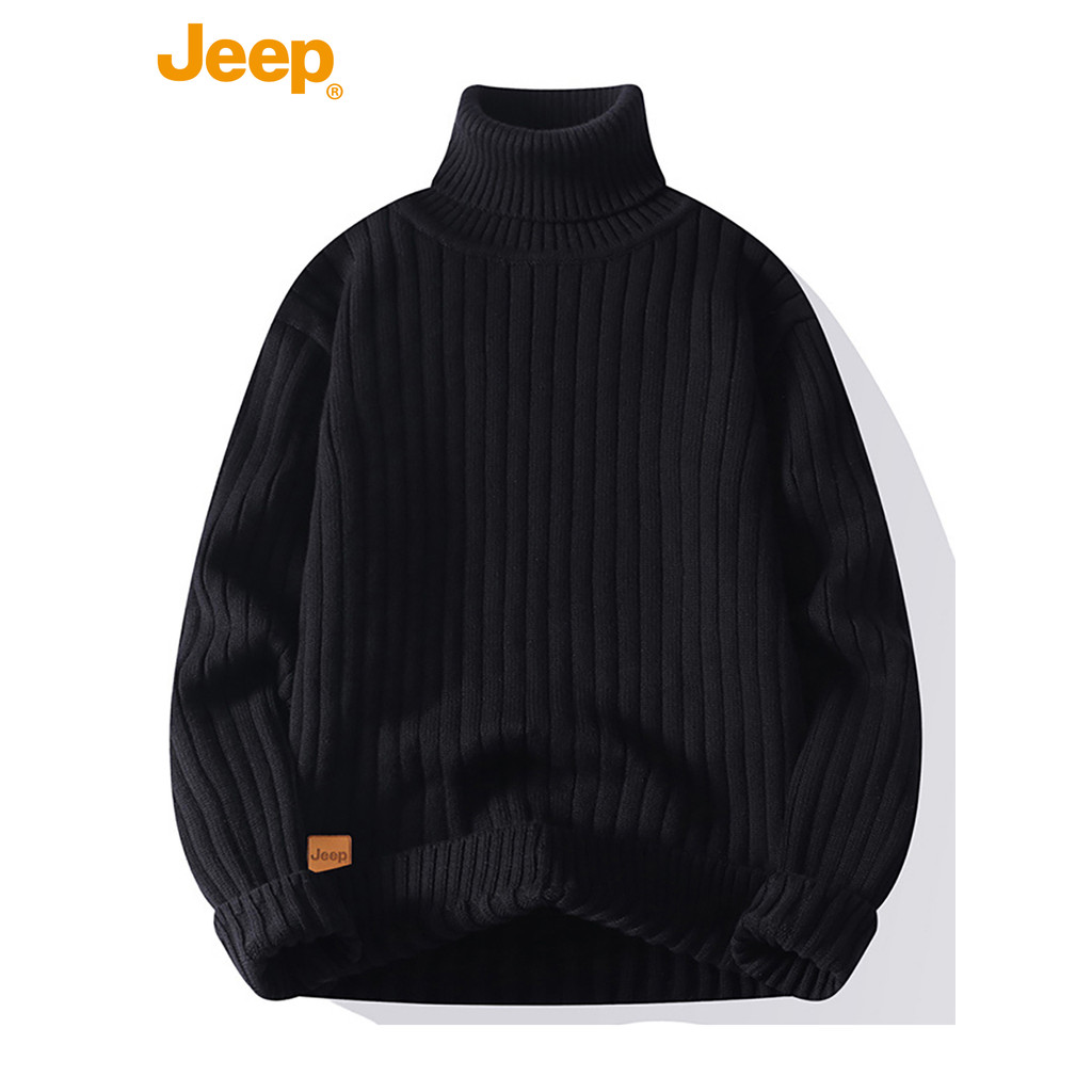 Jeep Jeep Lapelable เสื้อคอเต่าผู้ชายเสื้อกันหนาวหนาฤดูใบไม้ร่วงฤดูหนาวสไตล์ใหม่ถักเสื้อ Bottoming L