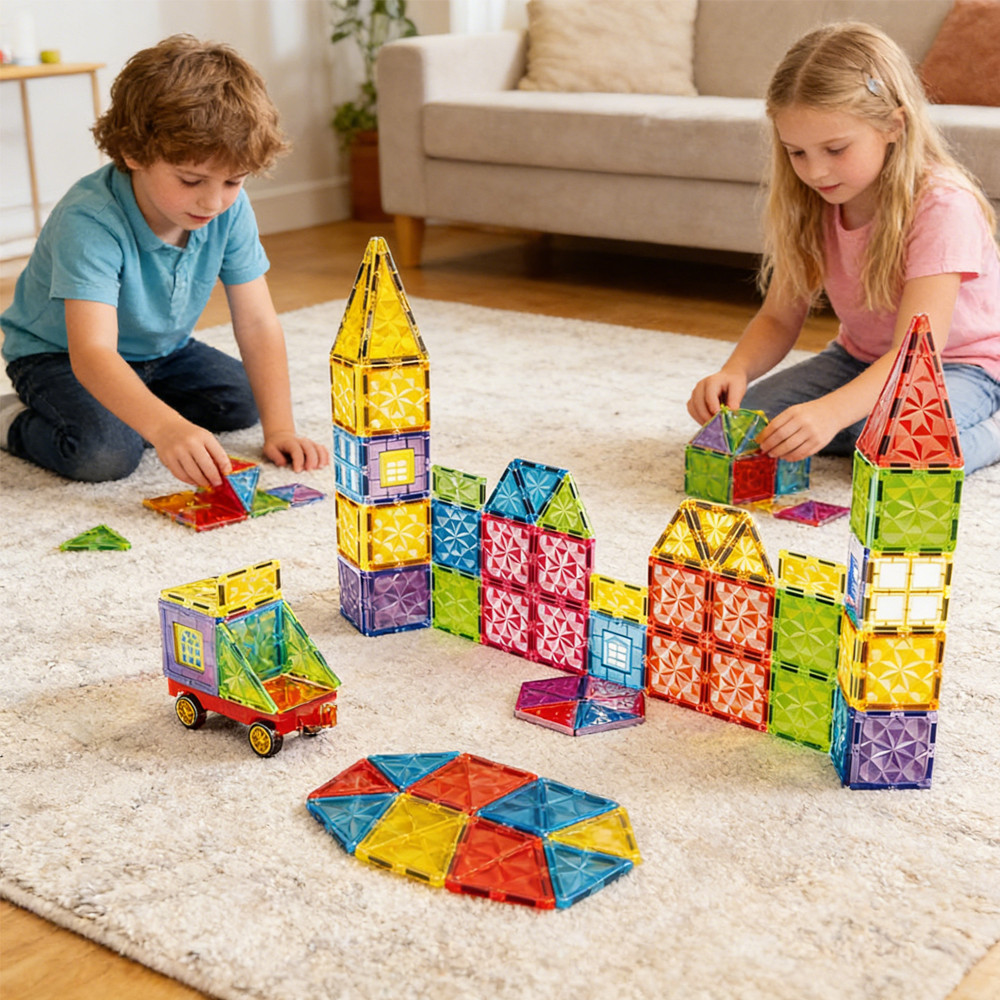ขายร้อน 55 ชิ้น Creative 3D พลาสติกแม่เหล็ก Building Blocks-EN71 ได้รับการรับรองสําหรับชายหญิงอายุ 4