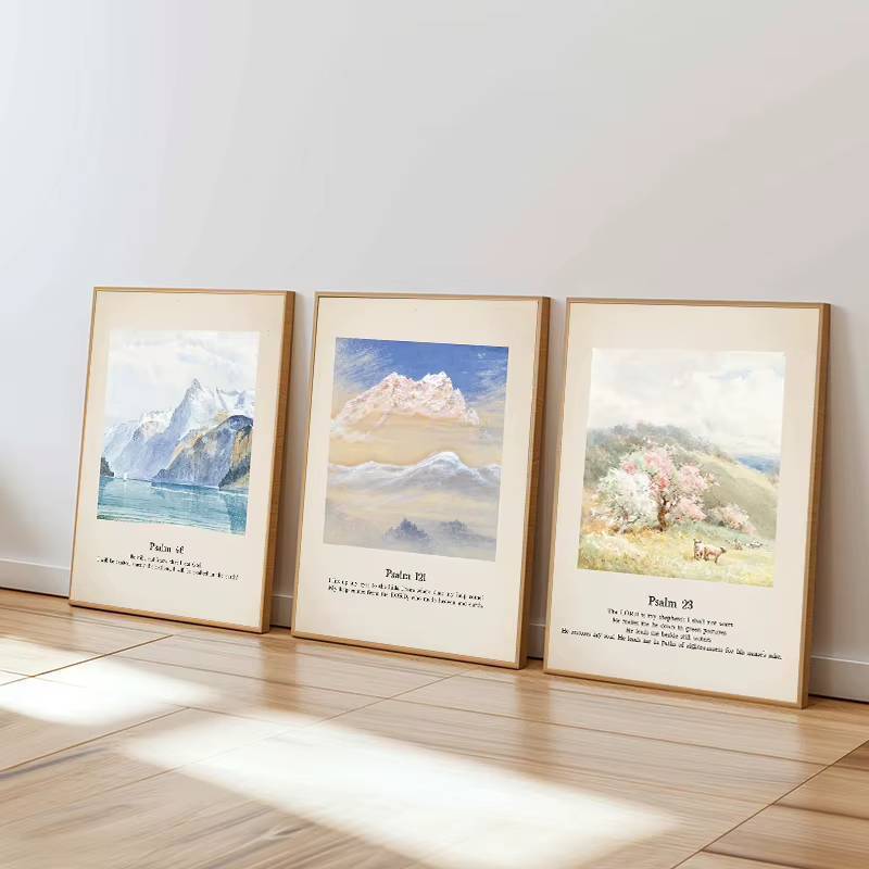 Minimalism Psalm 19, 46 Bible Verse Landscape Poster Canvas Painting Print for Living Room Christian