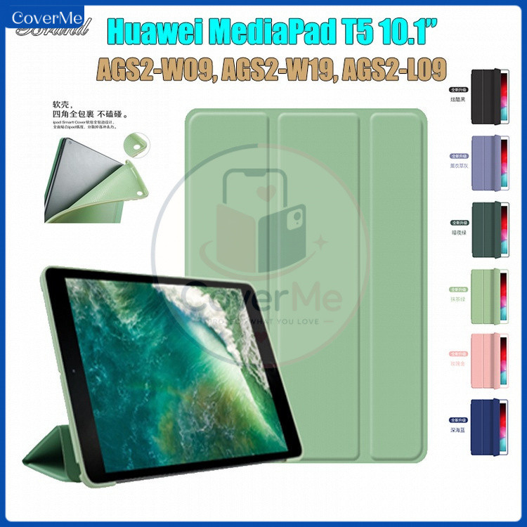 CoverMe สําหรับHuawei MediaPad T5 10.1" (2018) M5 AGS2-W09 AGS2-W19 AGS2-L09 แฟชั่นสามพับFlip Stand 