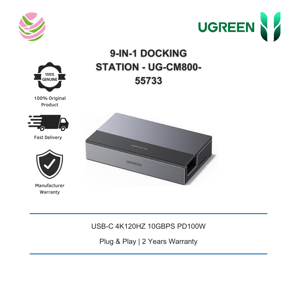UGREEN 9-IN-1 USB-C 4K120HZ 10GBPS PD100W DOCKING STATION - UG-CM800-55733