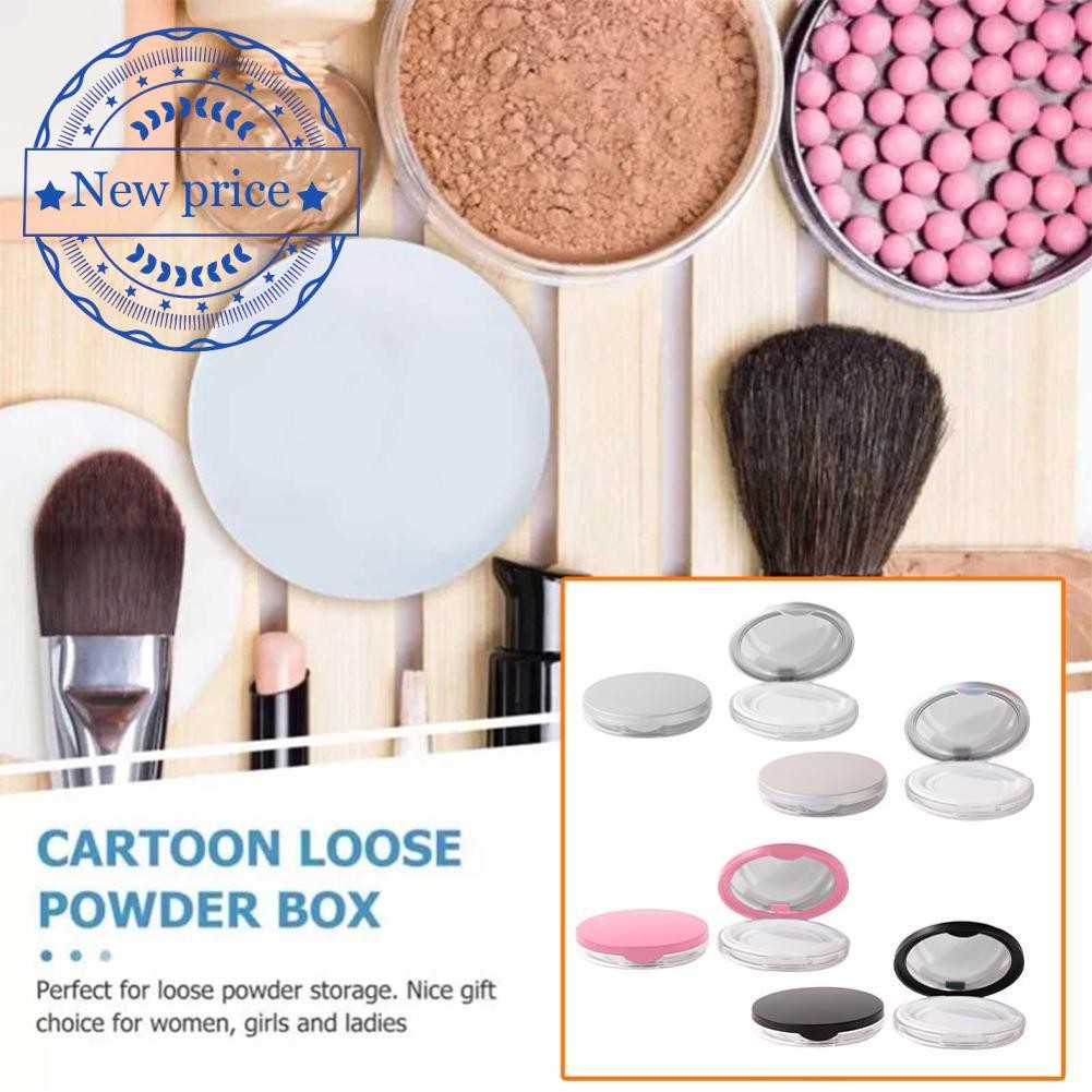 แป้งฝุ่นพลาสติกคอนเทนเนอร์ขนาดกะทัดรัดพร้อมกระจกและตาข่ายยืดหยุ่นบางเฉียบ M2p0