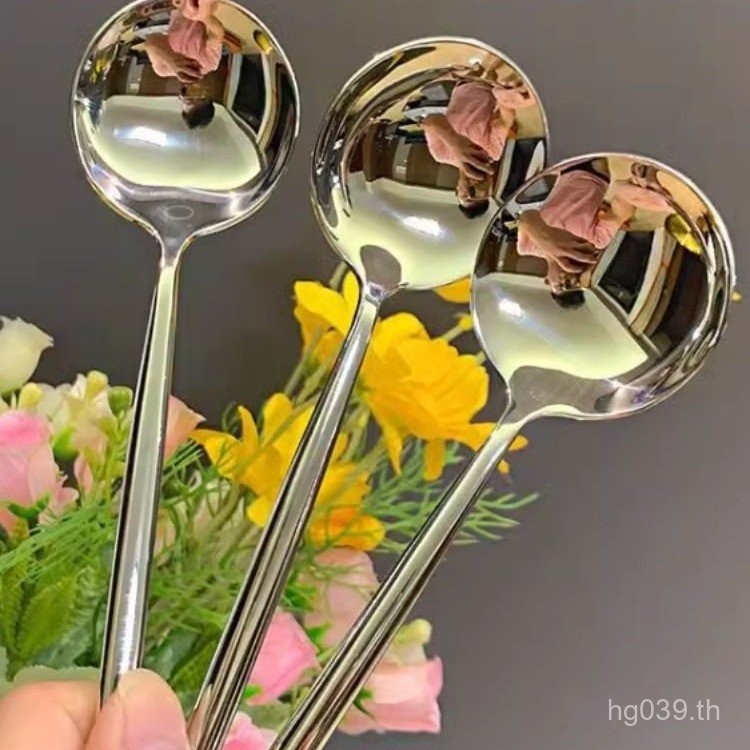 ช้อนอาหารตะวันตกสดใสแนะนําสูงเจ้านายช้อนกลมใหญ่โปรตุเกส304สแตนเลสรอบจับช้อนยาวผู้ใหญ่ เค6www