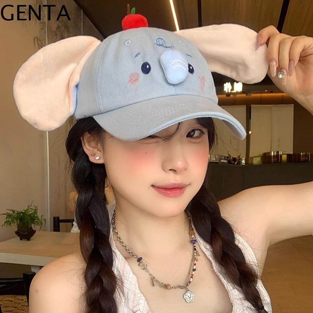 หมวกเบสบอล GENTA ออกแบบเป็นลายช้างน่ารัก กันแดดและสวมใส่ง่ายในสไตล์ยูทิลิตี้ Y2K สำหรับผู้หญิง