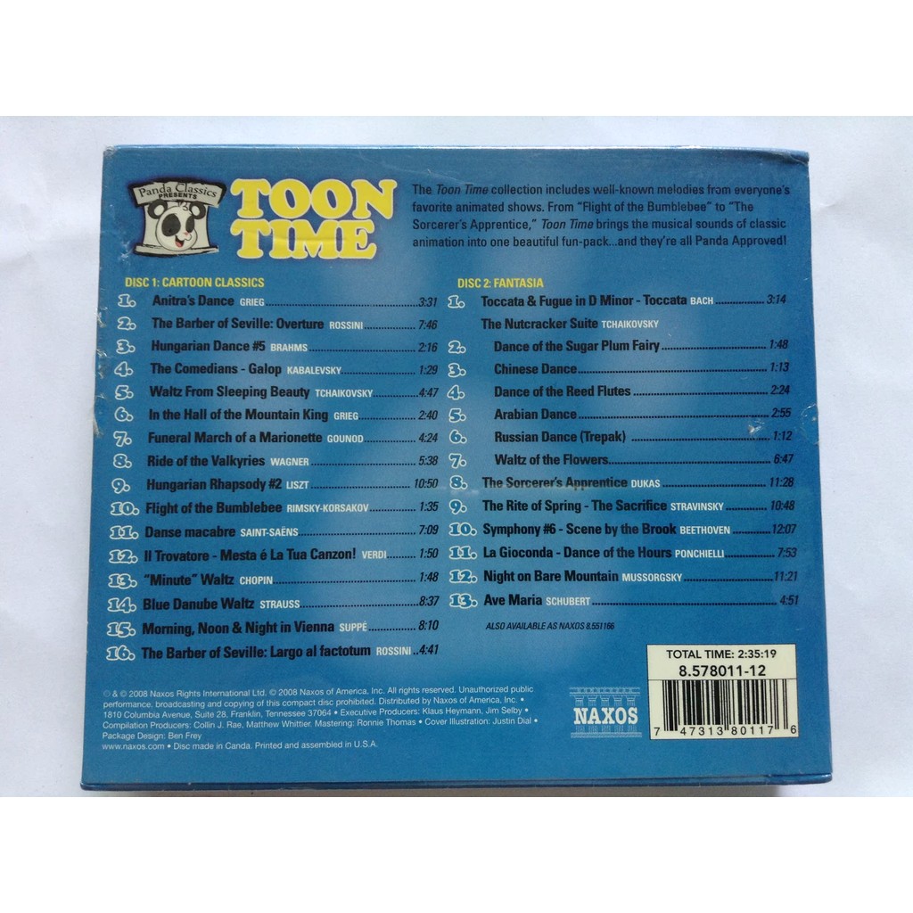 กล่องกระดาษ NAXOS คําแนะนําเพลงคลาสสิกในภาพยนตร์แอนิเมชั่นเริ่มต้น 2CD