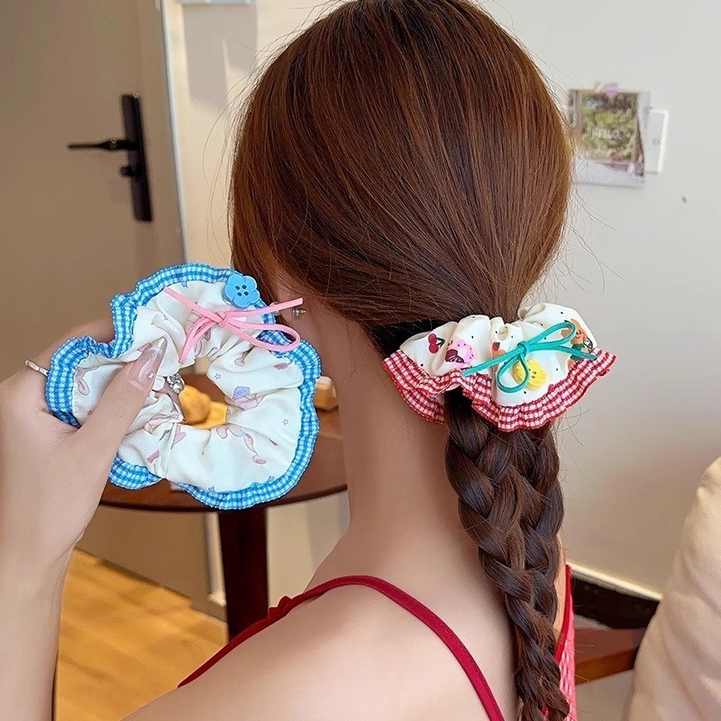 เซตscrunchieสีชมพูขนาดใหญ่ พร้อมใช้งาน อุปกรณ์เสริมแต่งผมสไตล์เกาหลี - รูปที่ 2