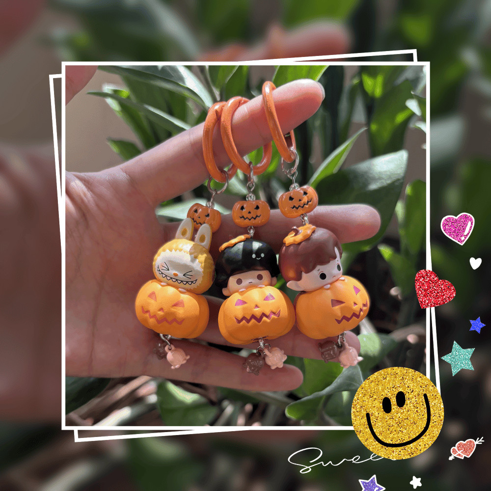 ของแท้ฟองบ้านฮาโลวีนฟักทองน่ารักเม็ด ทําเอง ห่วงโซ่โทรศัพท์มือถือฤดูใบไม้ร่วงฤดูหนาวกระเป๋าเครื่องประดับตุ๊กตาขนาดเล็กวันหยุดแฟนของขวัญเล็กๆ