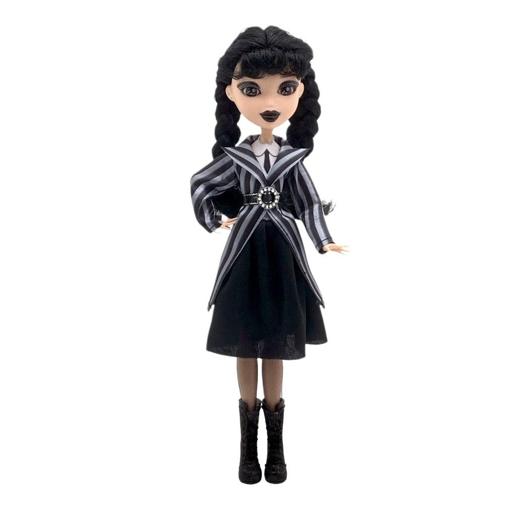 Adams Family Wednesday Doll Academy ชุดนักเรียน เครื่องแต่งกาย ตุ๊กตาแกะสลัก