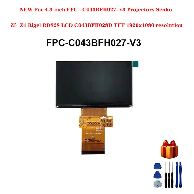 ใหม่สําหรับ 4.3 นิ้ว FPC -C043BFH027-v3 โปรเจคเตอร์ Senko Z3 Z4 Rigel RD828 LCD C043BFH028D TFT 1920