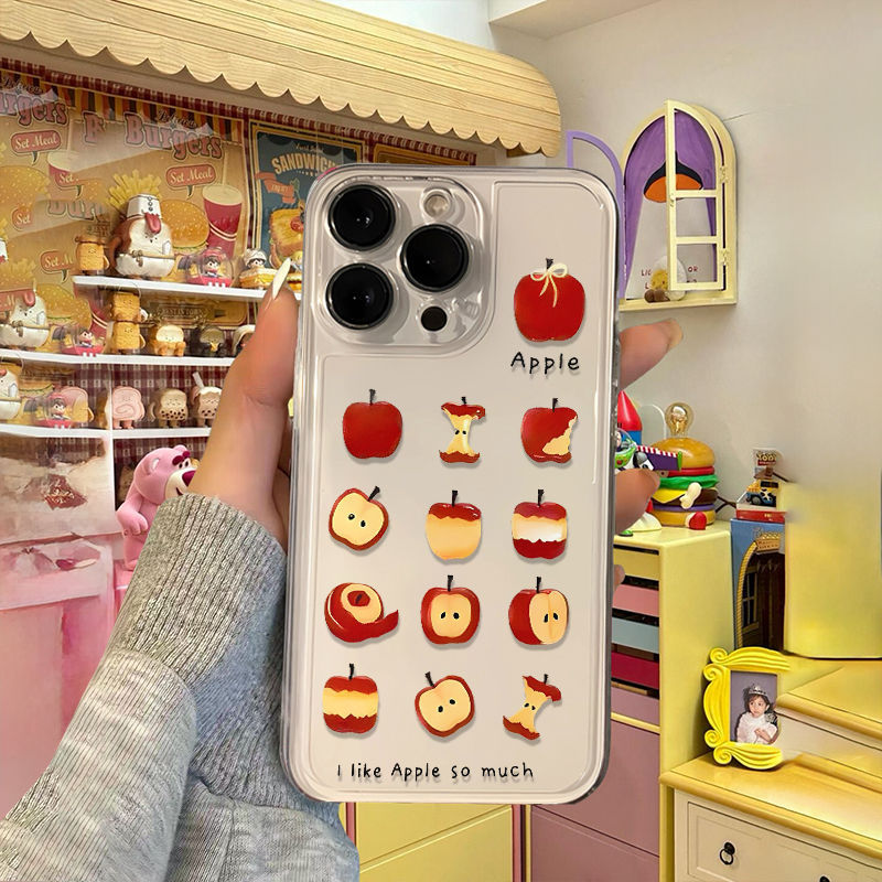 โปร่งใสสีแดง Apple เคสโทรศัพท์สําหรับ iPhone 16 15 14 13 12 11 Pro Max IPhone 14 15 16 Plus Pro Max กันกระแทก Soft Clear Cases