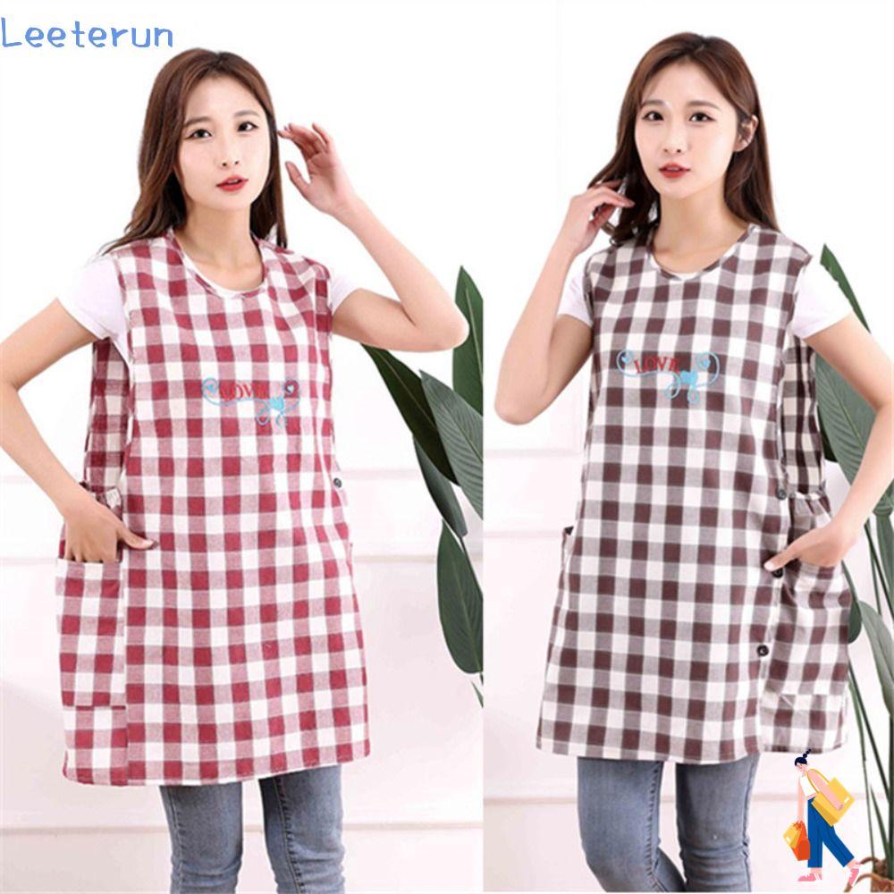 LEETERUN ผ้ากันเปื้อนทําอาหาร,ป้องกันสกปรกเสื้อกั๊กสไตล์ผ้ากันเปื้อนกันคราบ,เช็ดมือได้อเนกประสงค์ระบายอากาศผ้ากันเปื้อนแขนตัดผมมืออาชีพ