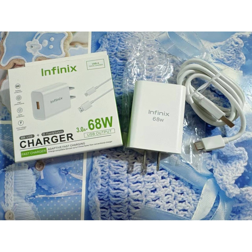 INFINIX 68W Travel Fast Charger พร้อมสาย USB Type C เครื่องชาร์จแบบชาร์จเร็ว