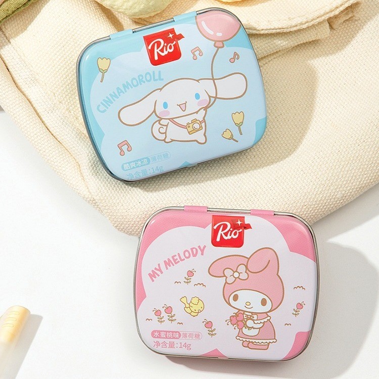 Rio Rio Sanrio Co-Branded Mint Candy ลูกอมลมหายใจสดชื่น ลูกอมผลไม้ Kiss Chewing Gum Snacks C251016