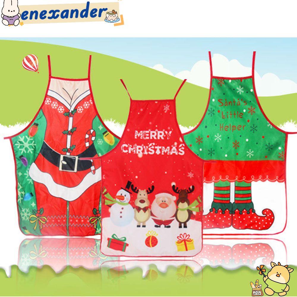 EXER ผ้ากันเปื้อนคริสต์มาส Home Kitchen Merry Christmas Coffee ตกแต่ง Props อุปกรณ์ทําอาหาร Bibs