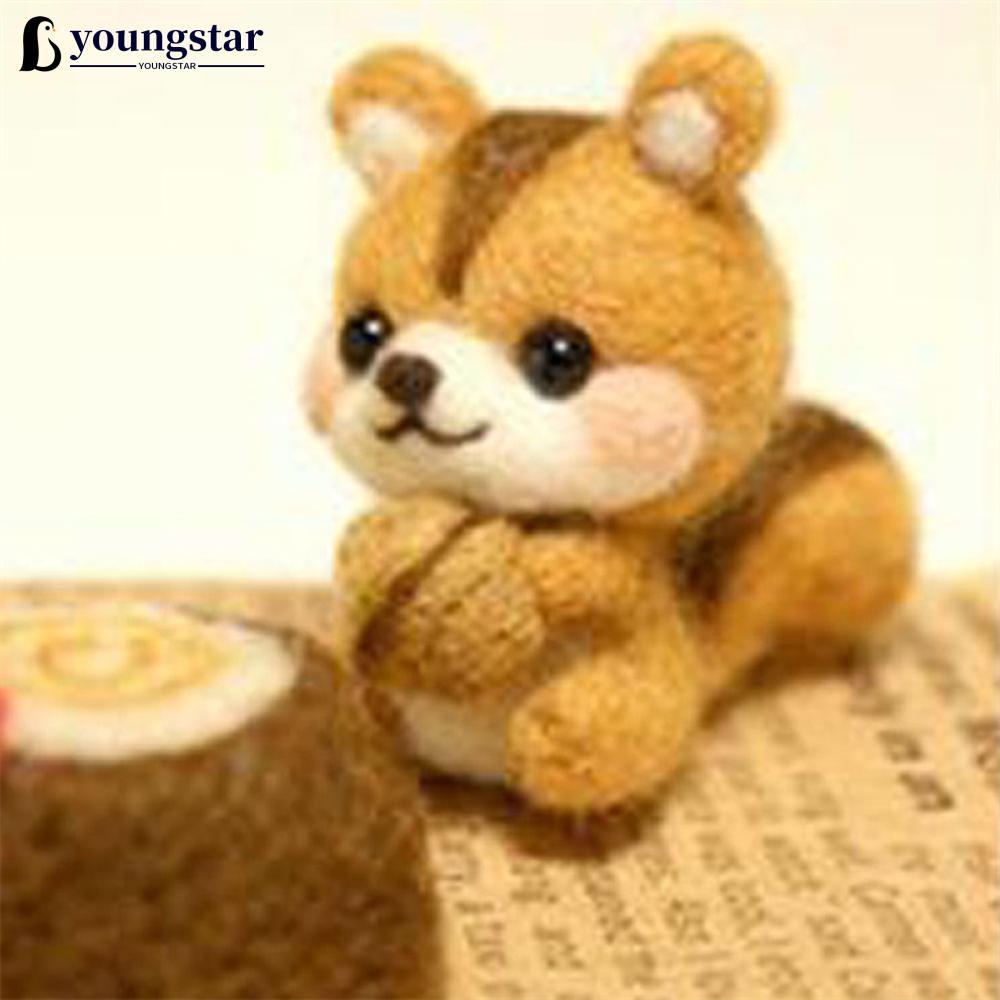 YST Non-Fished Felt Kit คอลเลกชันสัตว์น่ารัก Panda กระรอกแมวเต่าตุ๊กตาขนสัตว์ Felt Poked Kitting DIY Felting วัสดุ