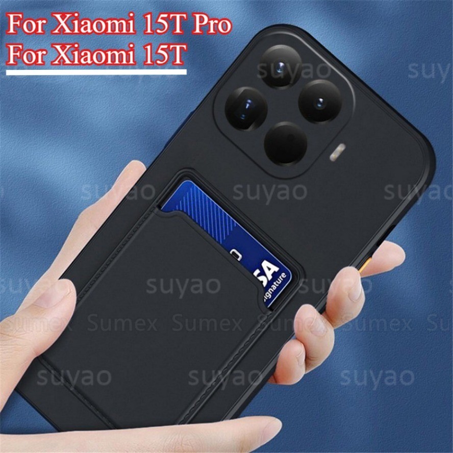 สําหรับXiaomi 15T Pro 5Gเคสโทรศัพท์ผู้ถือบัตรสล็อตซิลิโคนนุ่มTPUปลอกใสกระเป๋าสตางค์ปกหลังXiaomi15T Mi15T Mi 15TPro 2025
