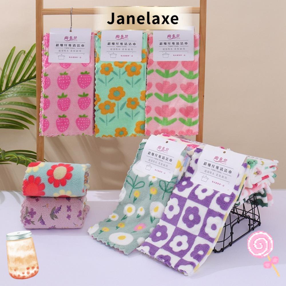 JANELAXE ผ้าเช็ดจานผ้าขนแกะปะการังนุ่ม 4 ชิ้น ซับน้ําดี ใช้ซ้ําได้ ทําความสะอาดครัวและเช็ดบนโต๊ะอาหาร