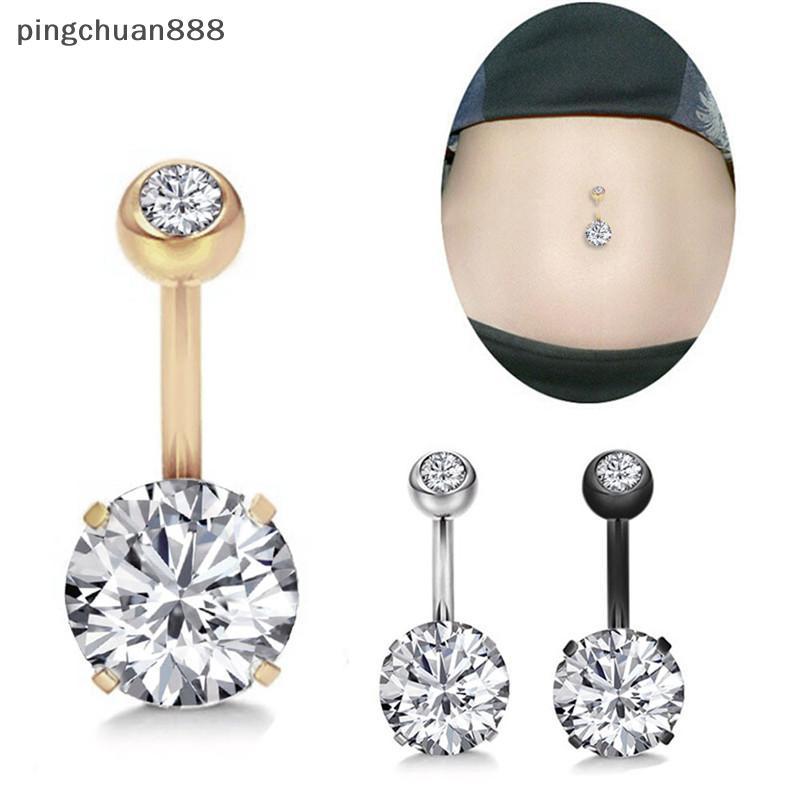 Pingchuan888 แหวนปุ่มท้องคริสตัล Rhinestone เครื่องประดับ Navel Bar Body เจาะเครื่องประดับ Nice