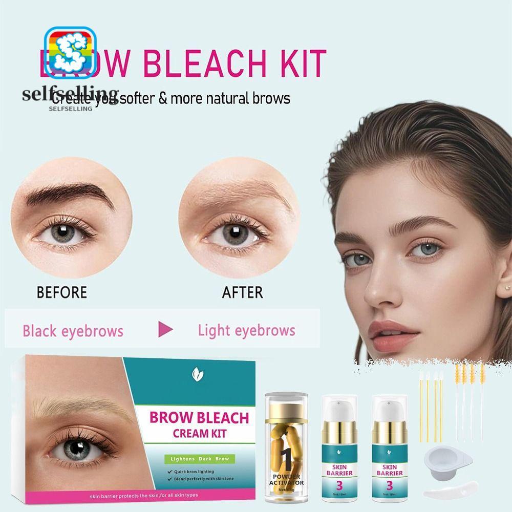 SELFS Brow Lightening Kit, Quick Brow Bleach Kit, Hot 5 Applications No Drip Eyebrow Bleach Eyebrow 