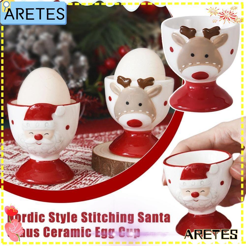 ARETS Elk Egg Cup, Egg Supplies Gadgets Kitchen Gadgets Christmas Egg Cup, Breakfast Tool Ceramic Eg