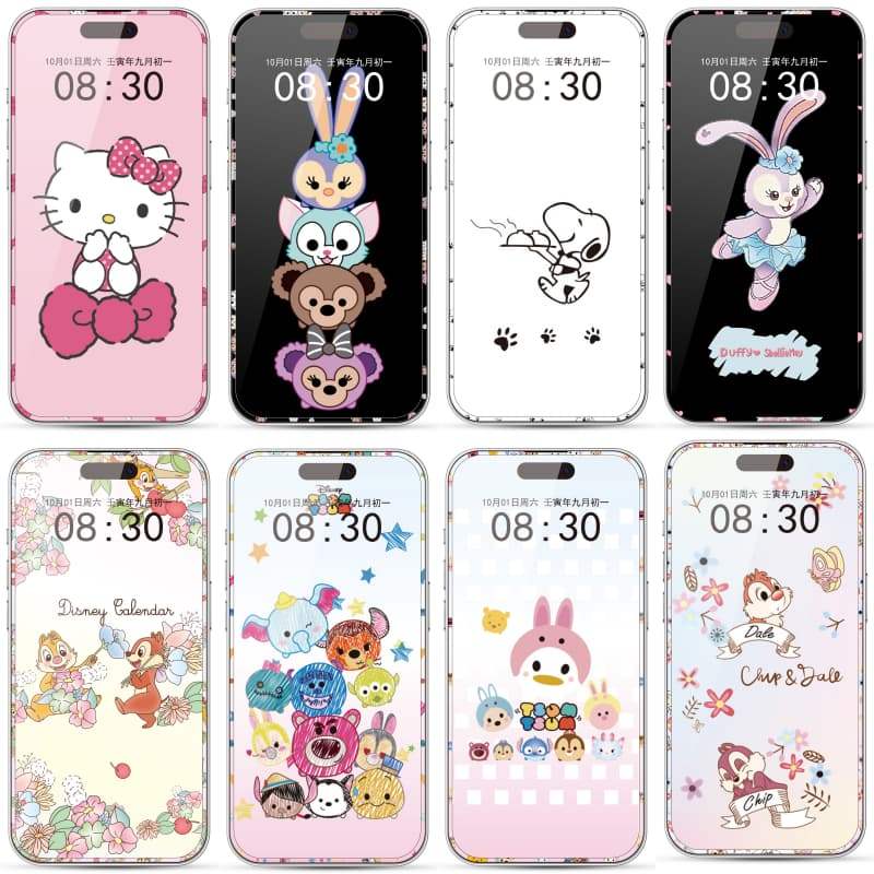 การ์ตูนเต็มรูปแบบกระจกนิรภัยป้องกันหน้าจอสําหรับ iphone x xs xsmax xr 11 12 13 14 15 16 17 Pro max plus