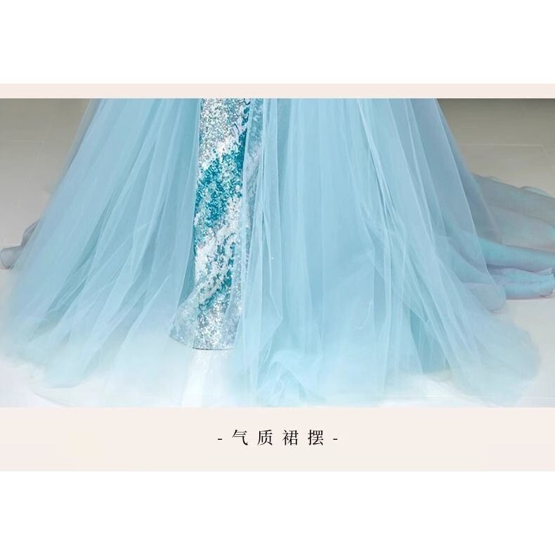 Blue Luxurious Sequin Evening Dress - Perfect for Bridal Parties