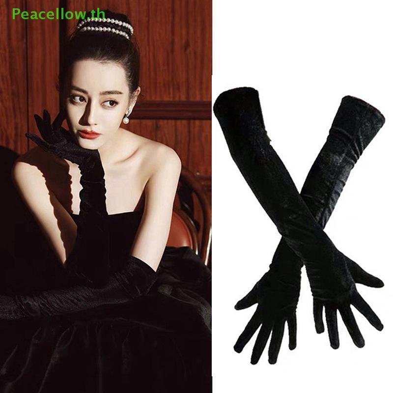 Peacellow ถุงมืออุ่นกํามะหยี่ยาว สำหรับChristmas Party และงานเลี้ยง