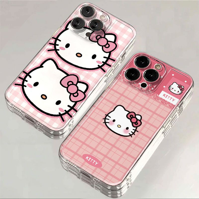 น่ารัก Wave Point Grid รูปแบบ Hello Kitty เคสโทรศัพท์สําหรับ Samsung Galaxy A12 A22 A32 A51 A71 4G A