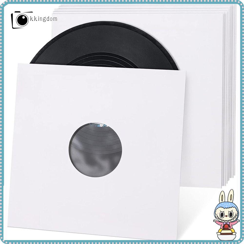 KKINGDOM Vinyl Records Sleeve, 7/10/12 นิ้วสีดําสีขาว LP Record Cover, Paper & Poly Lined Vinyl Oute