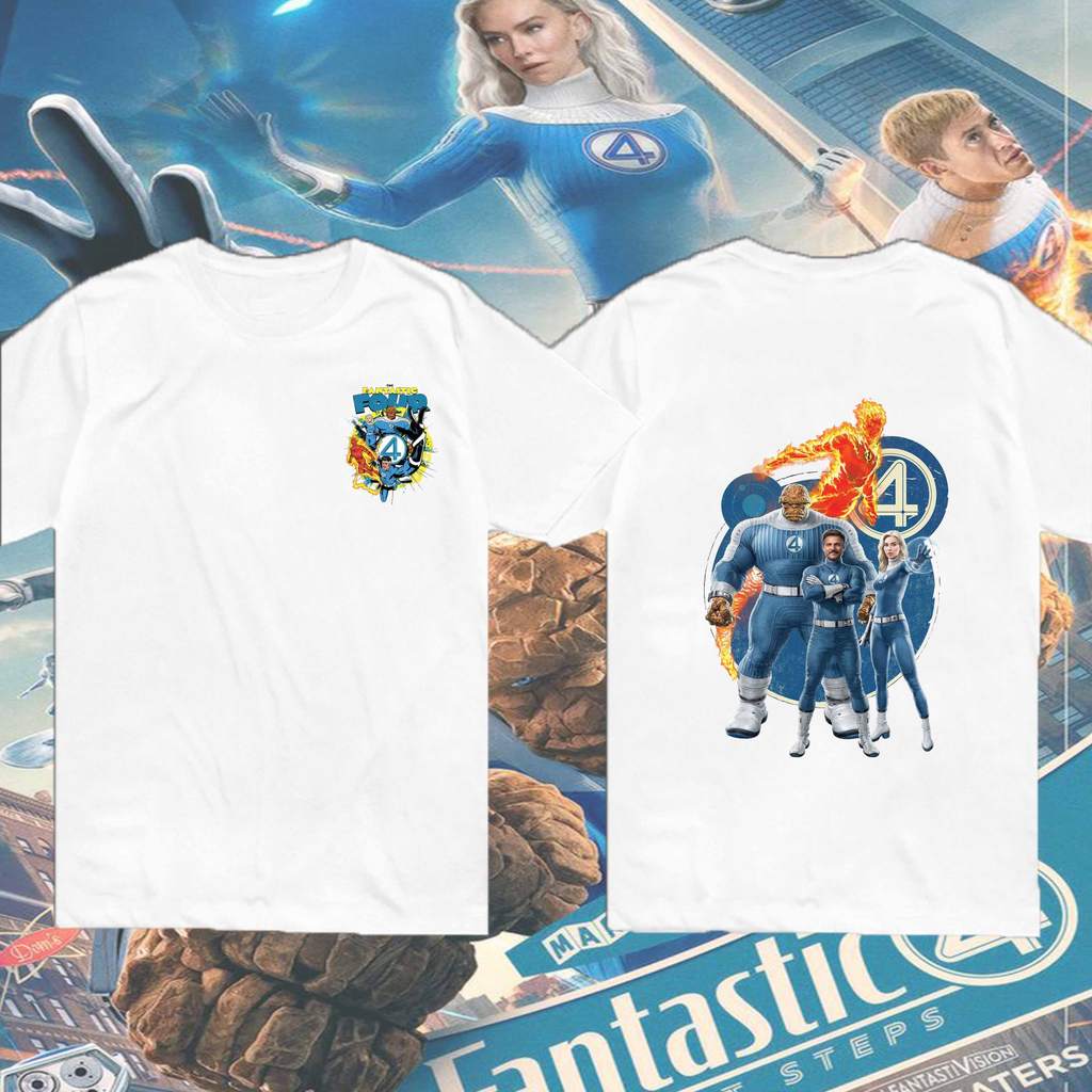 First Steps Into Power – Fantastic Four Shirt | เสื้อยืดรวมพลังครั้งแรกของ 4 ฮีโร่ สไตล์สตรีทแฟนพันธ