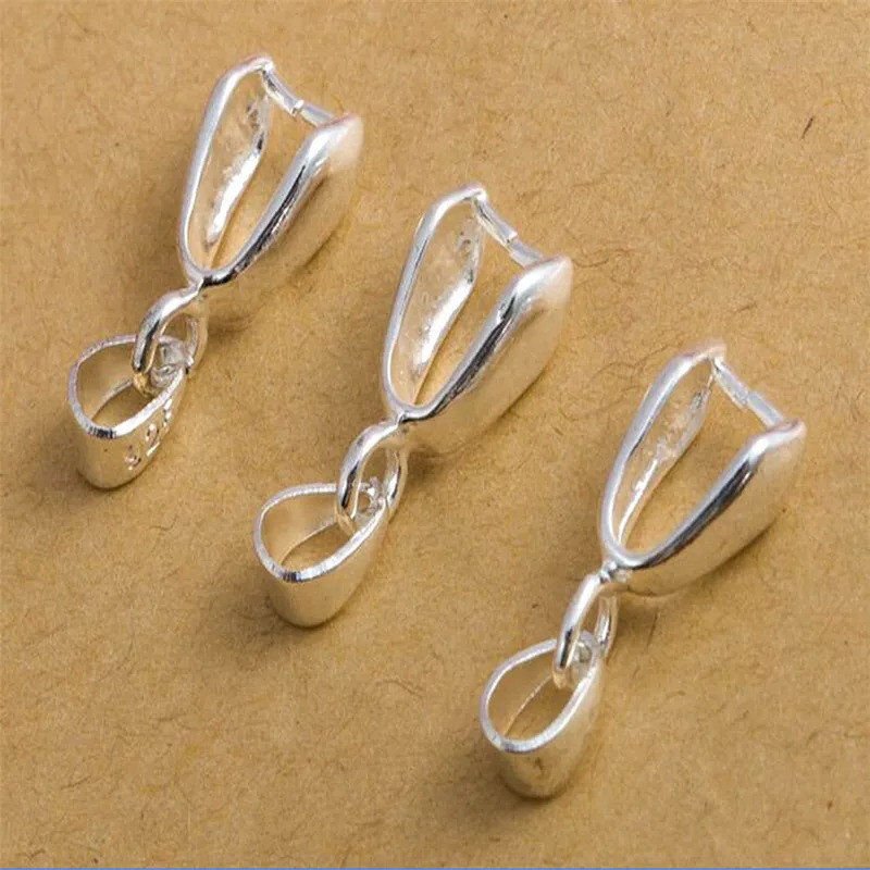 925 sterling silver 10PCS Lot Size S-M-L  Handmade Jewelry Findings 925 Stamped Silver Bail Connecto