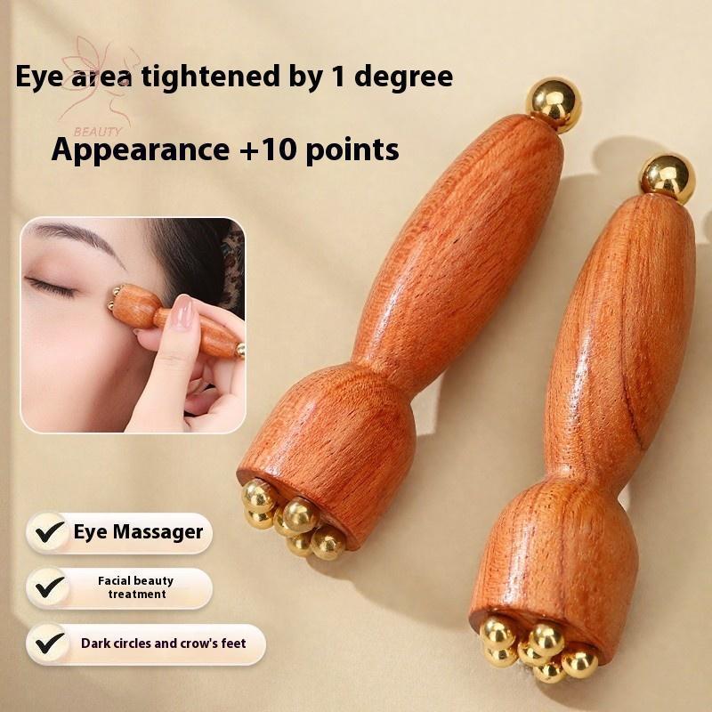 [maybeauty] ทองเหลือง Lotus Eye Massage Stick Facial Gua Sha Tool เครื่องมือมือถือเพื่อการผ่อนคลายดวงตาและการนวดกดจุด Meridian {TH}