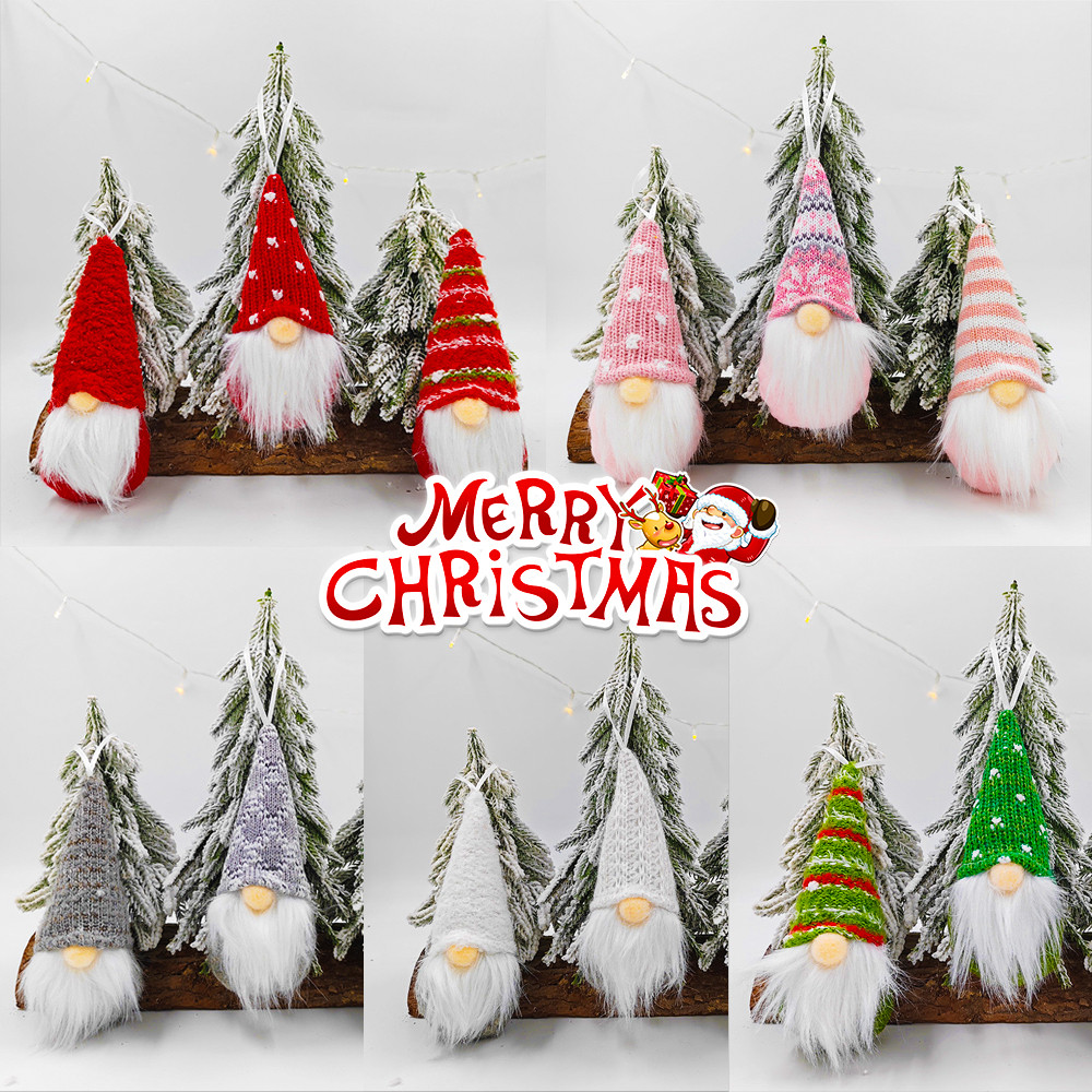 คริสต์มาสปีใหม่พรรคซัพพลาย-สุขสันต์วันคริสต์มาสตกแต่ง-ผ้าซานตาคลอสของขวัญ-ต้นคริสต์มาสแขวนเครื่องประดับ-3ชิ้นคริสต์มาสถักตุ๊กตาจี้
