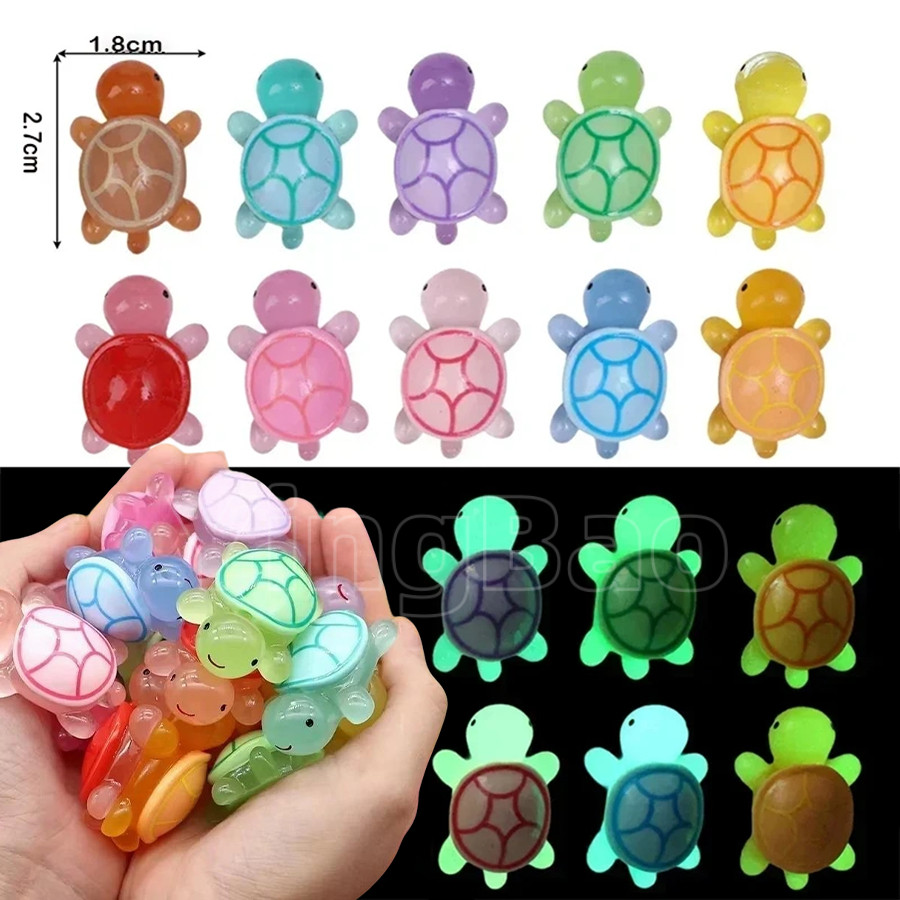 20/50/100PCS Mini Luminous เต่าตกแต่งบ้านภูมิทัศน์งานฝีมือเรซินเต่าเรืองแสงสวนถังปลา Miniatures เครื่องประดับ