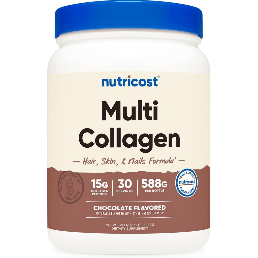 Nutricot Multi Collagen + Beauty & Protein Powder (รสนมช็อกโกแลต) 30 เสิร์ฟ - พร้อมไบโอตินและคอลลาเจ
