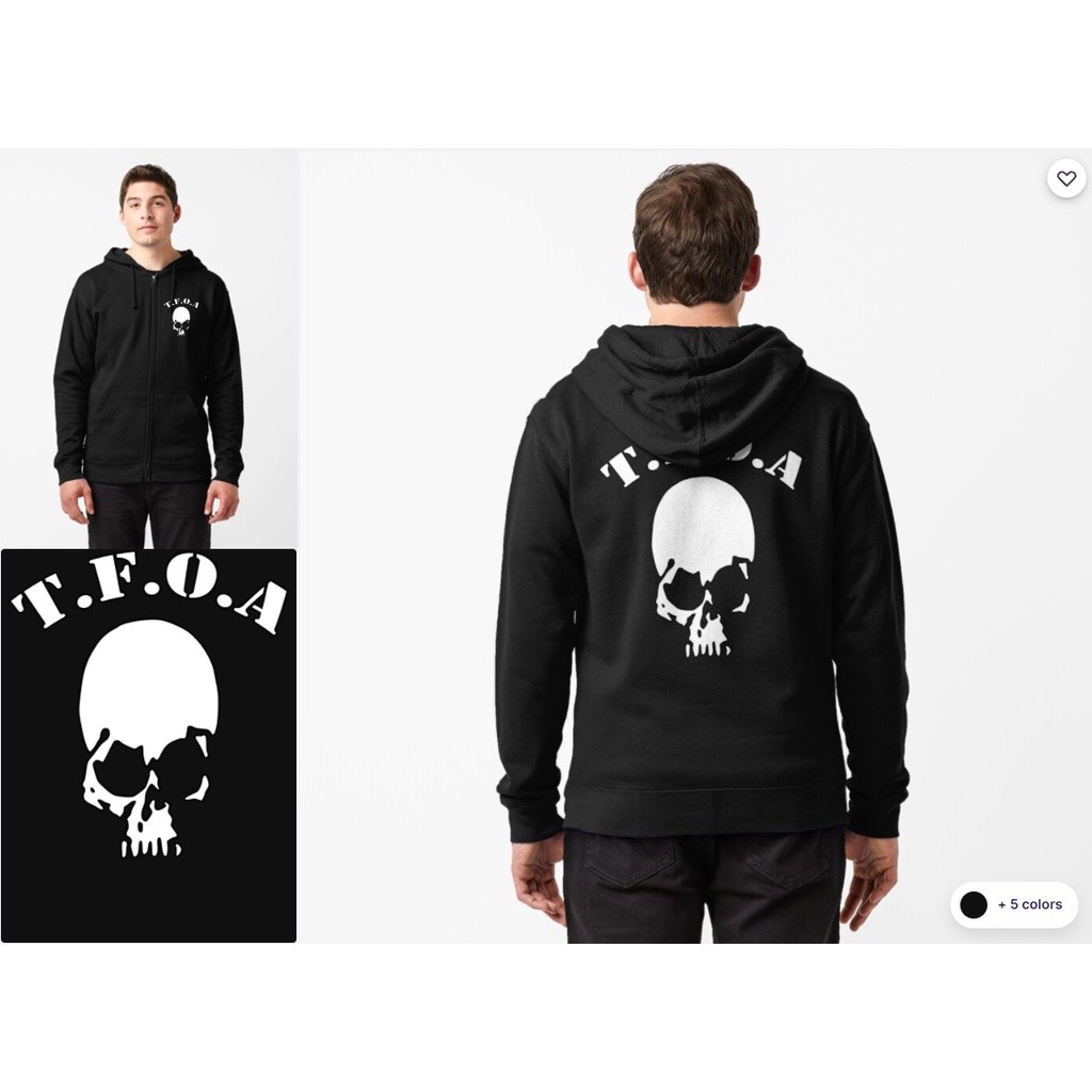 TFOA ZIPPER HOODIE JACKET / THE FRONT OF ARMAMENT SKULLฤดูร้อนผ้าฝ้ายแท้